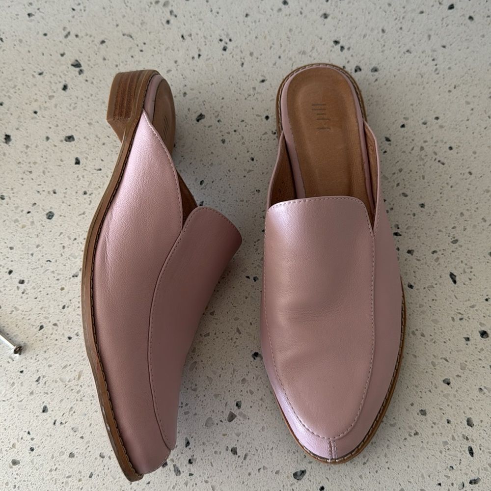 J. Jill Women’s Pink Leather Loafers Slip On Shoes Mules Minimalist Sleek Sz 9.5